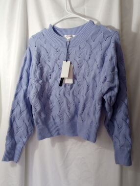 Chelsea & Theodore Soft Lavender Open-Work Wool Blend Sweater